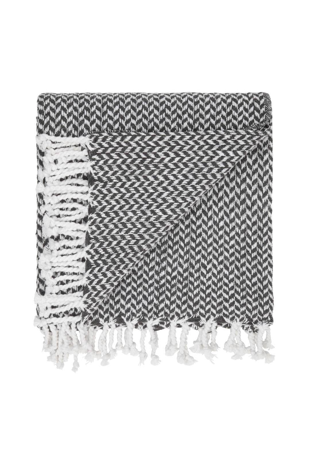 Plaid med frynser i 100% bomuld - 135 x 200 cm. fra Rugs’N’More