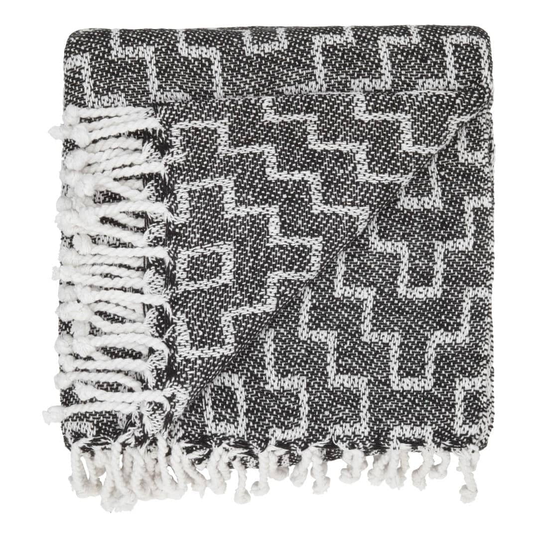 Plaid med frynser i 100% bomuld - 135 x 200 cm. fra Rugs’N’More