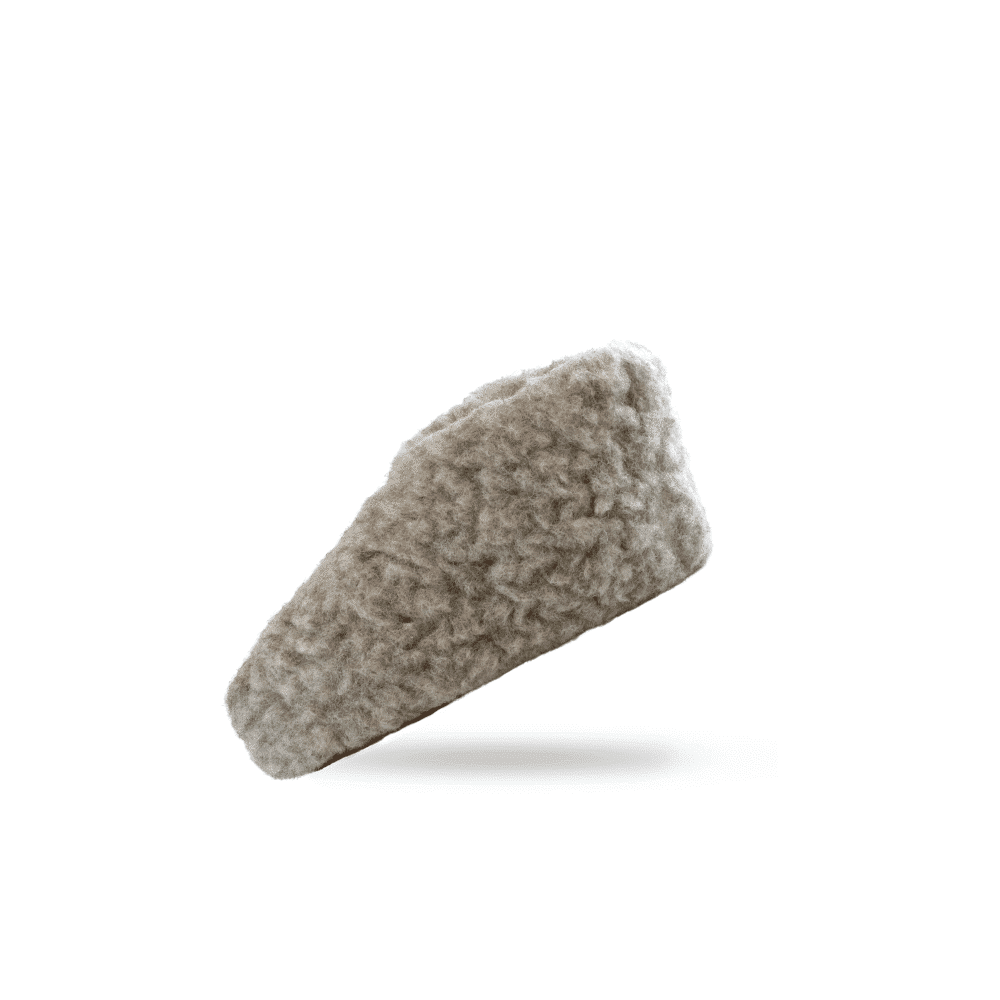 Fluffy sutsko fra SHUS.dk – håndlavet i Indien med New Zealandsk uld, ruskindssål, dansk design og med selvrensende egenskaber.