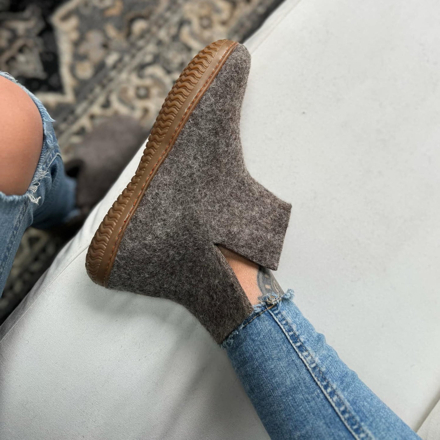 Uldstøvle (100% ren uld) - Model Brun m/Gummisål - Dansk Design fra SHUS
