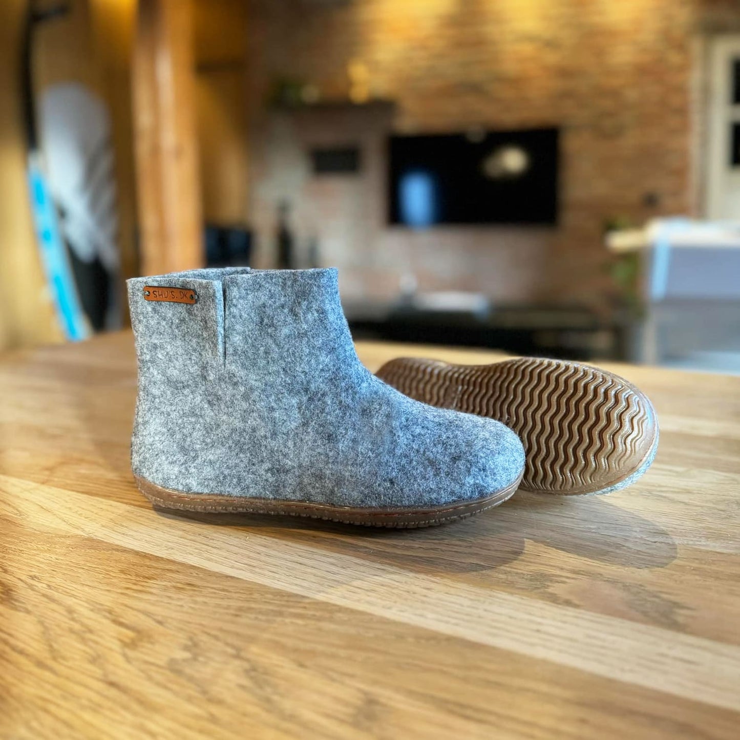 Uldstøvle (100% ren uld) - Model Grå m/Gummisål - Dansk Design fra SHUS
