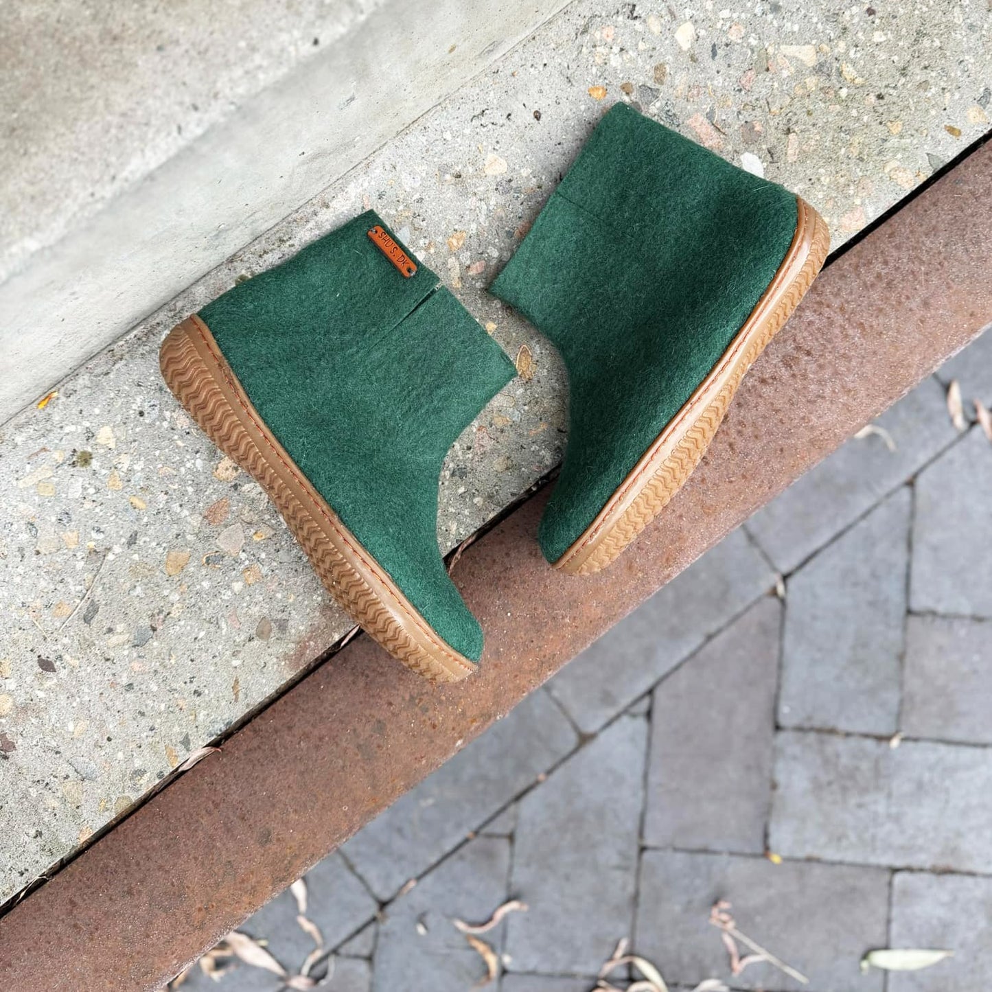 Uldstøvle (100% ren uld) Model Grøn m/gummisål - Dansk Design fra SHUS
