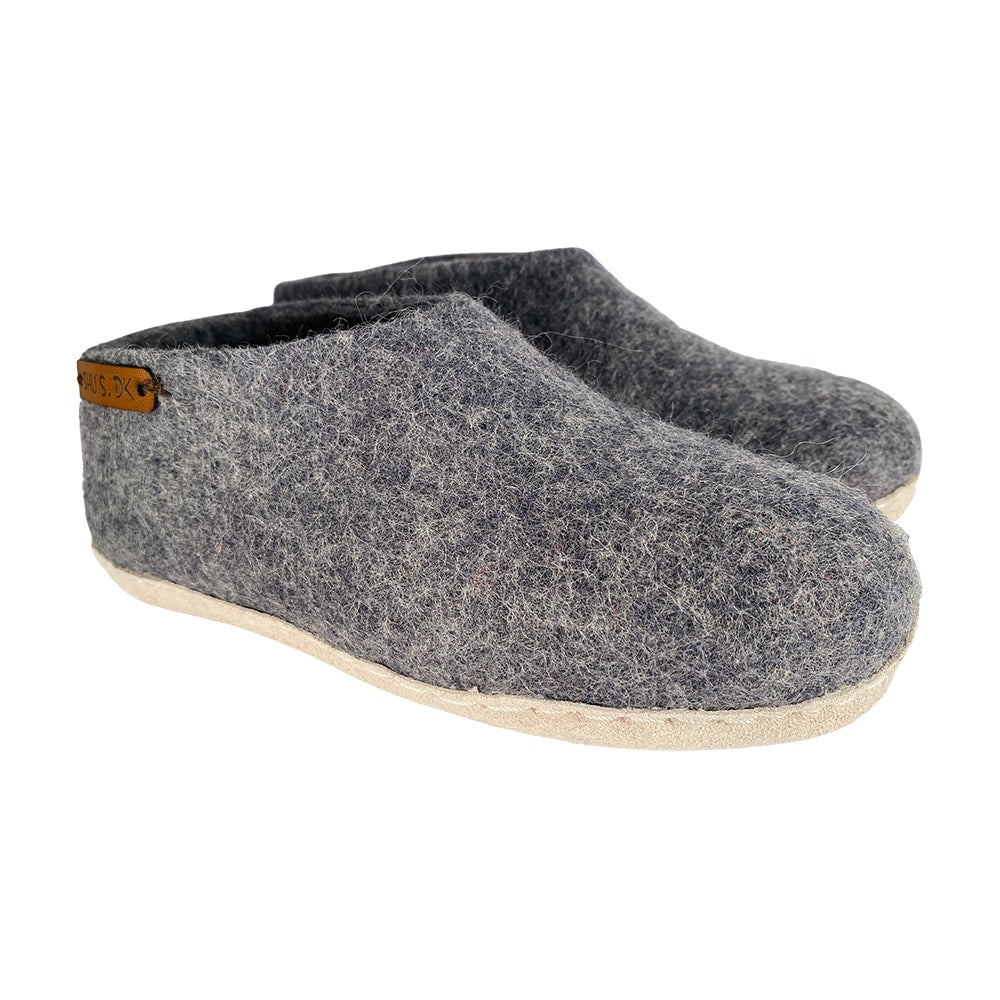 Uldhjemmesko Børn (100% ren uld) - Model Denim m/sål i skind - Dansk Design fra SHUS
