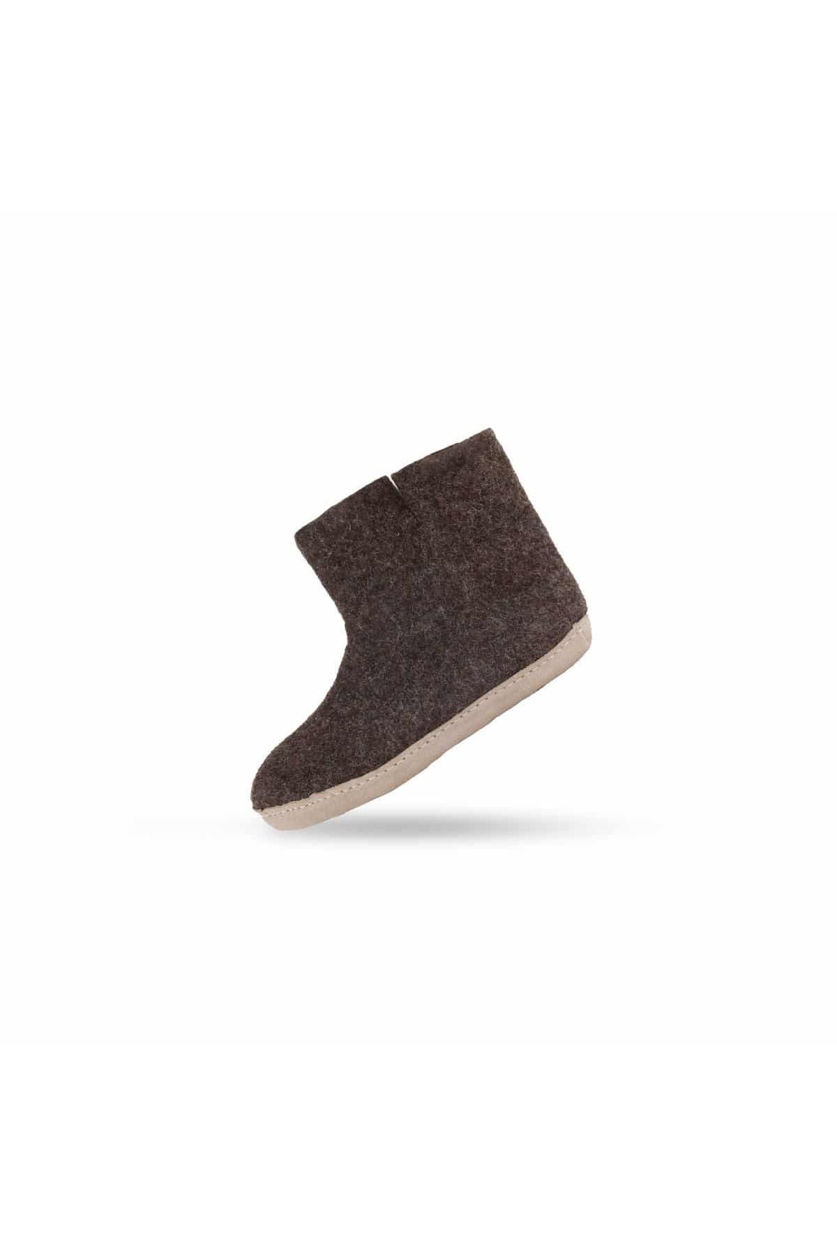 Uldstøvle (100% ren uld) - Model Brun m/sål i skind - Dansk Design fra SHUS