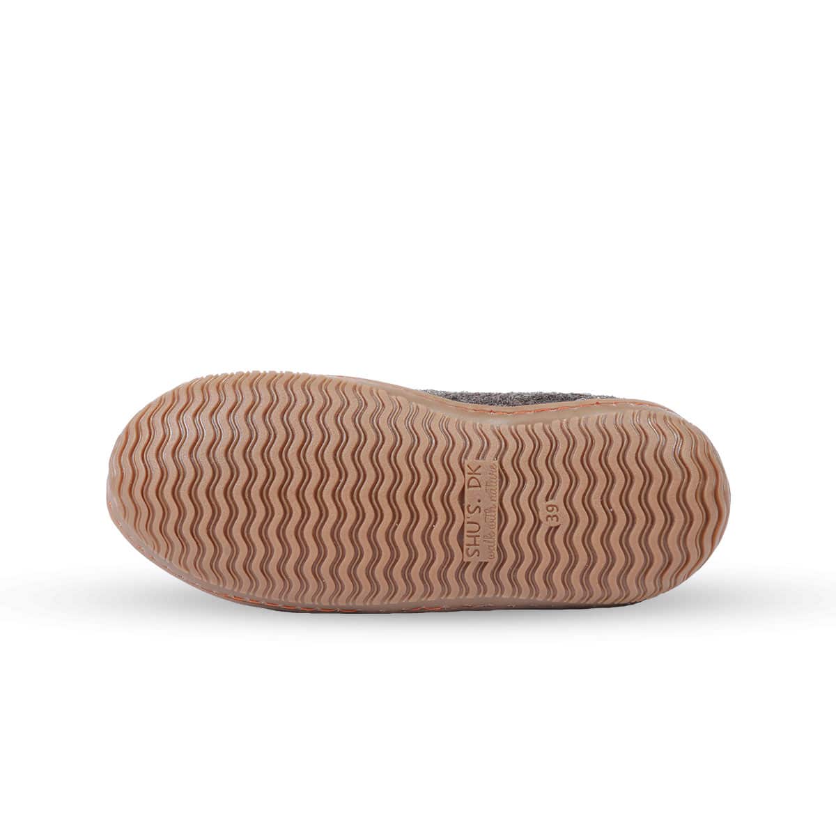 Håndlavede uld hjemmesko fra Shus.dk, lavet af 100% New Zealandsk uld, sikrer varme og komfort. Med natur gummisål. Dansk design.