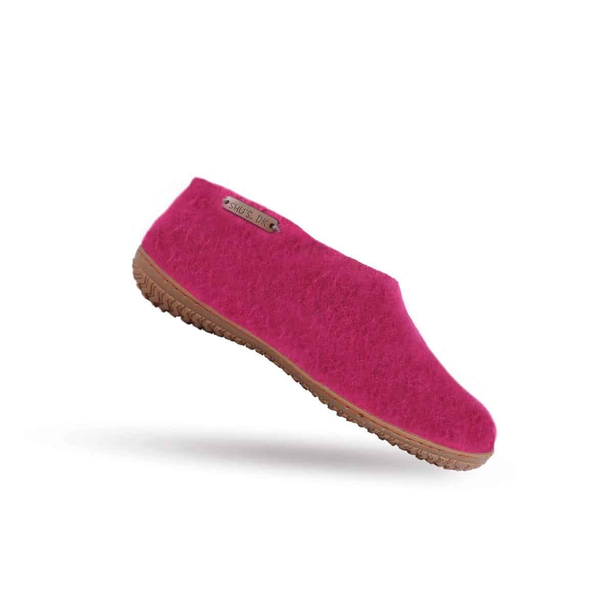 Uld hjemmesko (100% ren uld) - Model Pink m/Gummisål - Dansk Design fra SHUS