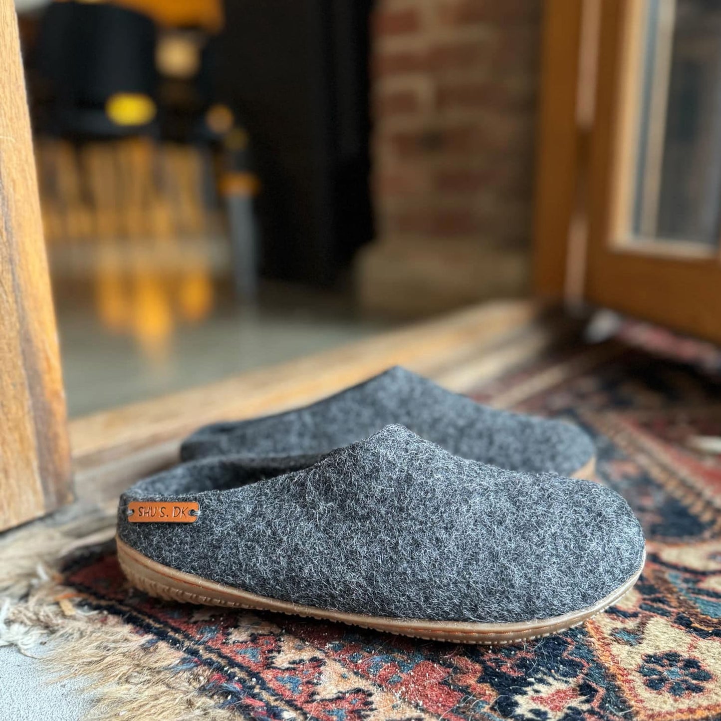 Uldtøffel (100% ren uld) - Model Koks m/Gummisål - Dansk Design fra SHUS