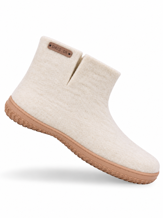 Uldstøvle (100% ren uld) - Model Beige m/Gummisål