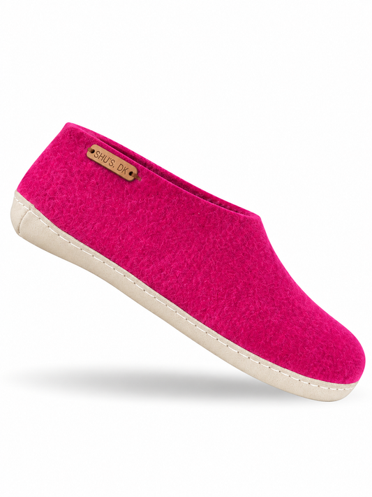 Uldhjemmesko (100% ren uld) - Model Pink m/sål i skind