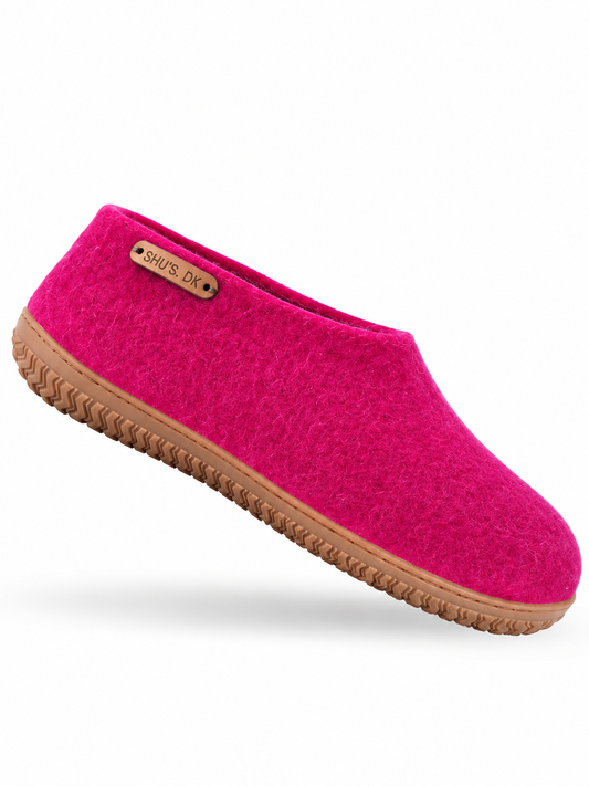 Uld hjemmesko (100% ren uld) - Model Pink m/Gummisål