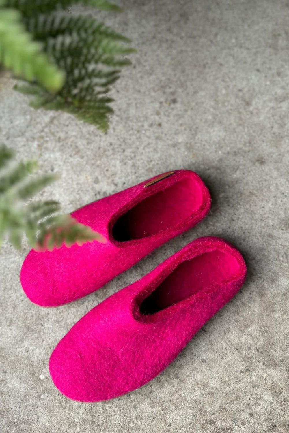 Uldtøffel (100% ren uld) – Model Pink m/Gummisål