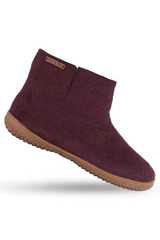 Filt hjemmesko med højskaft af 100% ren uld, Model Lilla m/Gummisål - Dansk Design fra SHUS