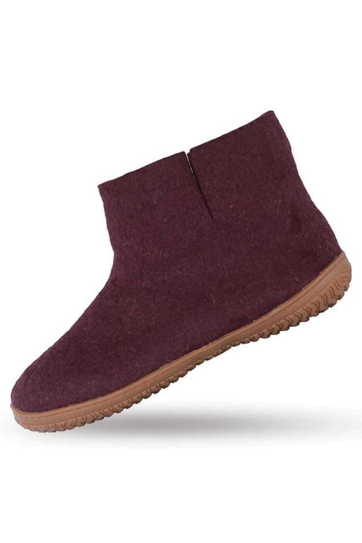 Håndlavede lilla uld støvle fra Shus.dk, lavet af 100% New Zealandsk uld, sikrer varme og komfort. Med høj skaft og natur gummisål. Dansk design.