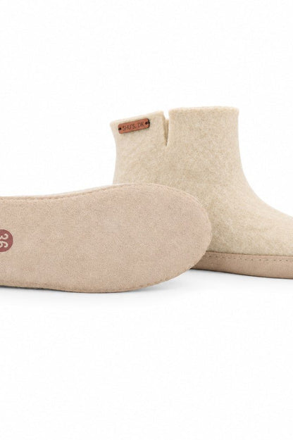 Uldstøvle (100% ren uld) - Model beige m/sål i skind