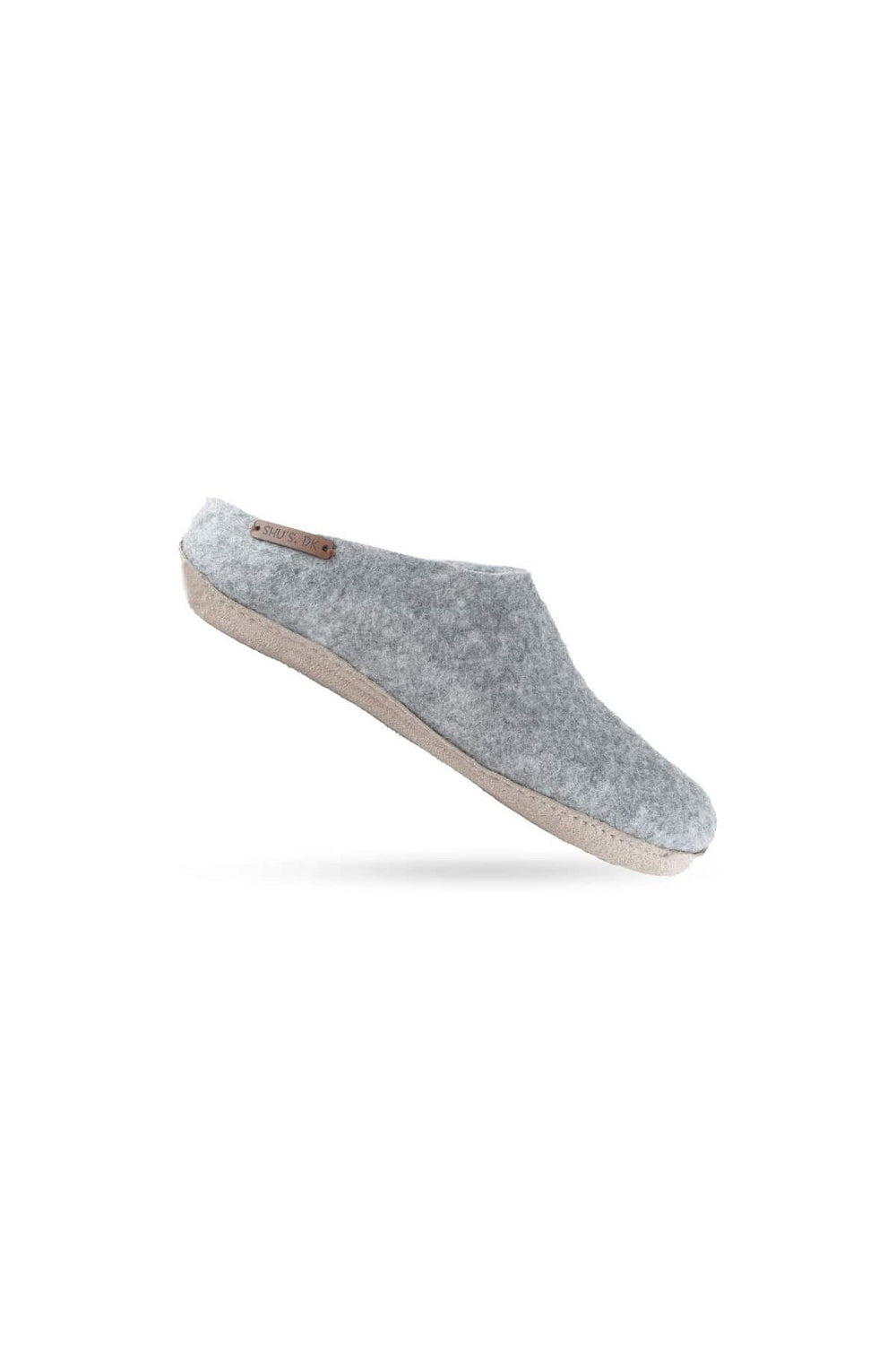 Uldtøffel (100% ren uld) - Model Grå m/sål i skind - Dansk Design fra SHUS
