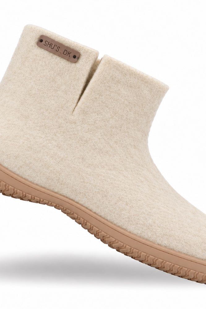Uldstøvle (100% ren uld) - Model Beige m/Gummisål