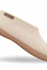 Uld hjemmesko (100% ren uld) - Model beige m/Gummisål