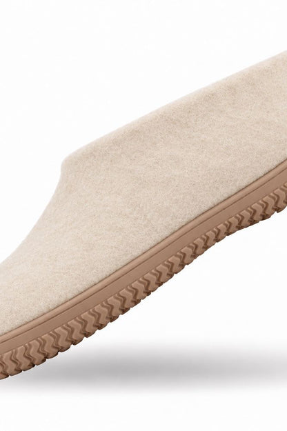 Uld hjemmesko (100% ren uld) - Model beige m/Gummisål