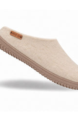 Uldtøffel (100% ren uld) - Model beige m/Gummisål