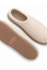 Uldtøffel (100% ren uld) - Model beige m/Gummisål