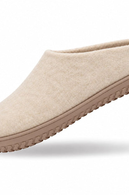 Uldtøffel (100% ren uld) - Model beige m/Gummisål
