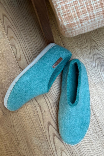 Uldhjemmesko (100% ren uld) - Model Ocean Mist m/sål i skind