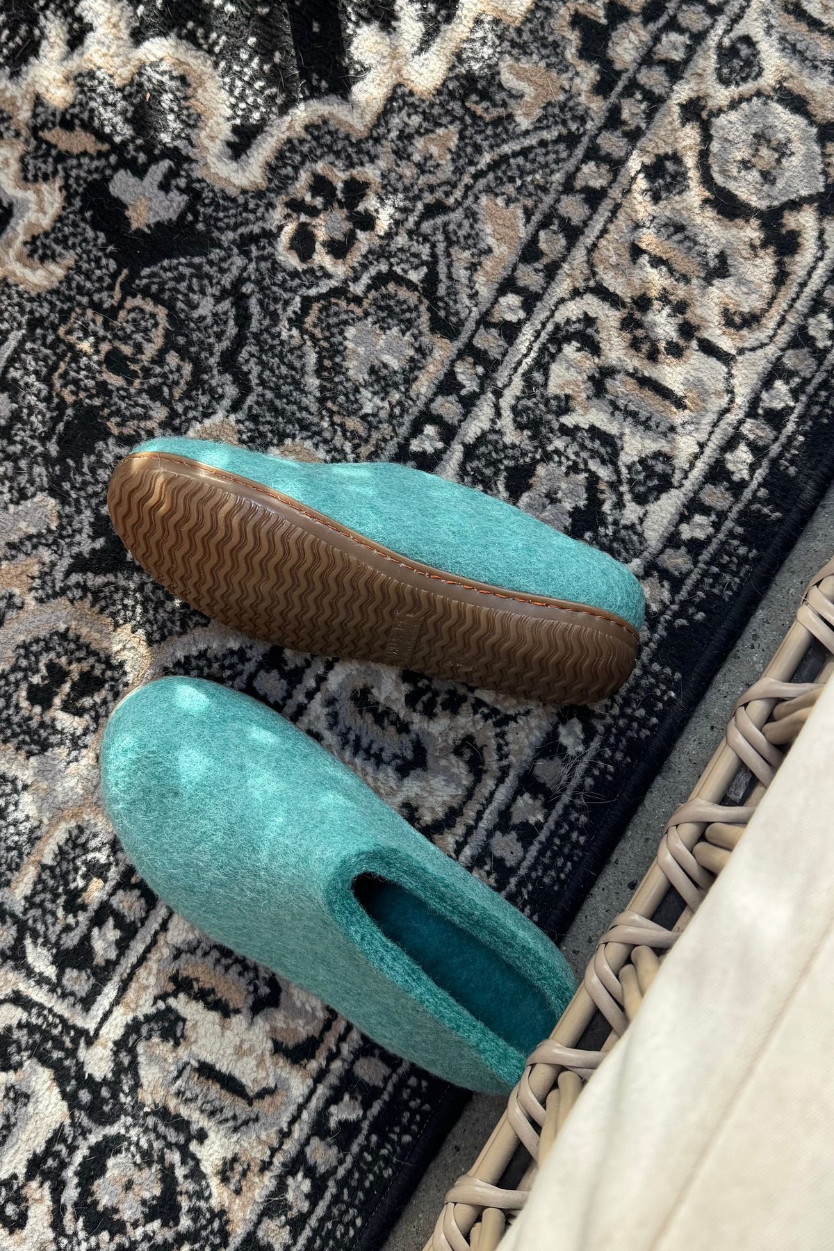 Uld hjemmesko (100% ren uld) - Model Ocean Mist m/Gummisål