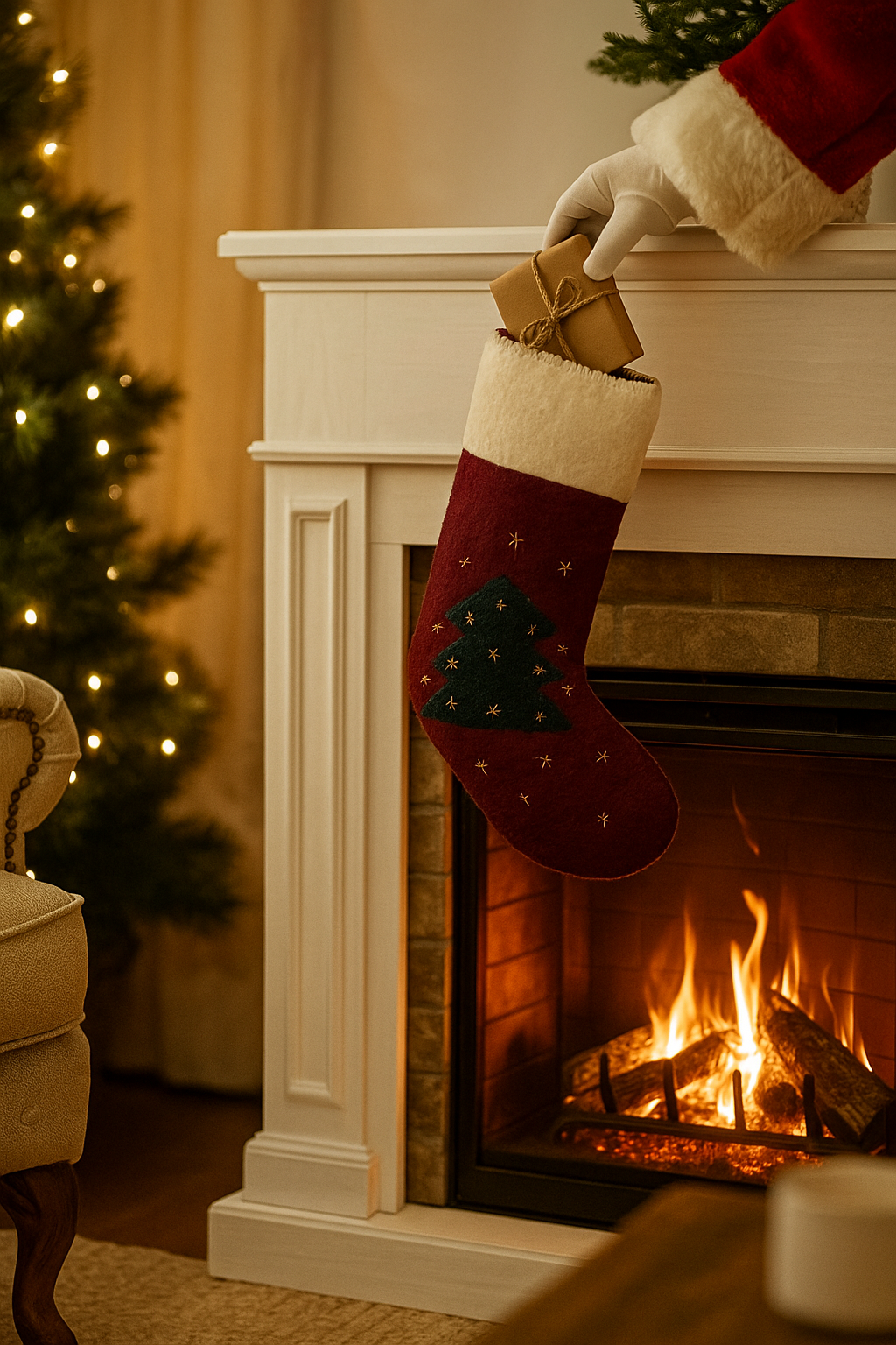 Stor Julesok - Håndlavet - 100% ren uld