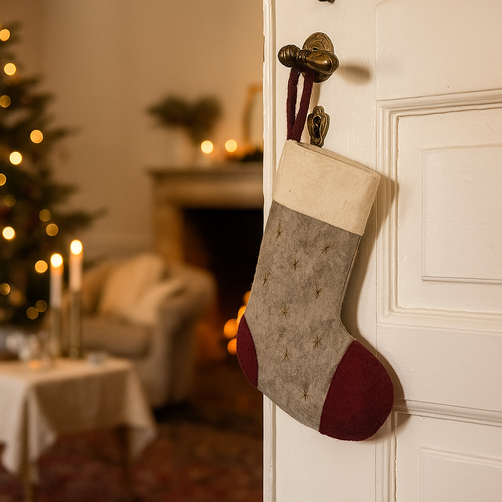 Stor Julesok - Håndlavet - 100% ren uld