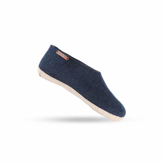 Uldhjemmesko (100% ren uld) - Model Blå m/sål i skind - Dansk Design fra SHUS