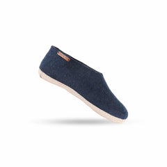 Uldhjemmesko (100% ren uld) - Model Blå m/sål i skind - Dansk Design fra SHUS