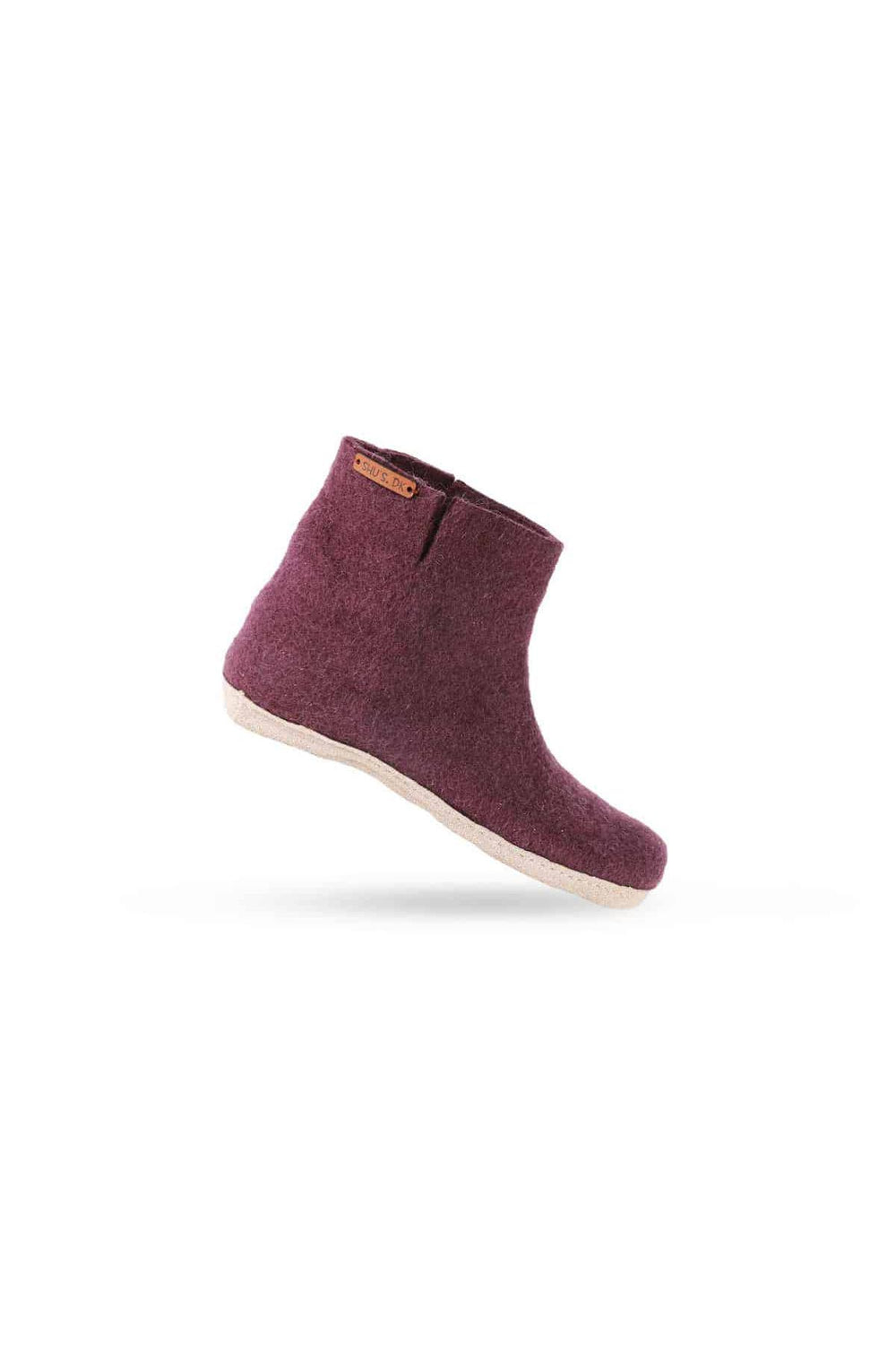 Uldstøvle/sutsko (100% ren uld) - Model lilla m/sål i skind - Dansk Design fra SHUS