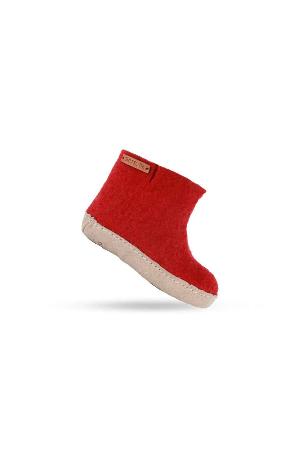 Uldstøvle Børn (100% ren uld) - Model Rød m/sål i skind - Dansk Design fra SHUS