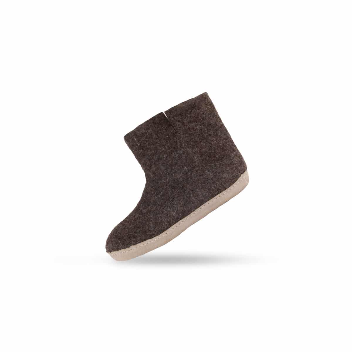 Uldstøvle (100% ren uld) - Model Brun m/sål i skind - Dansk Design fra SHUS