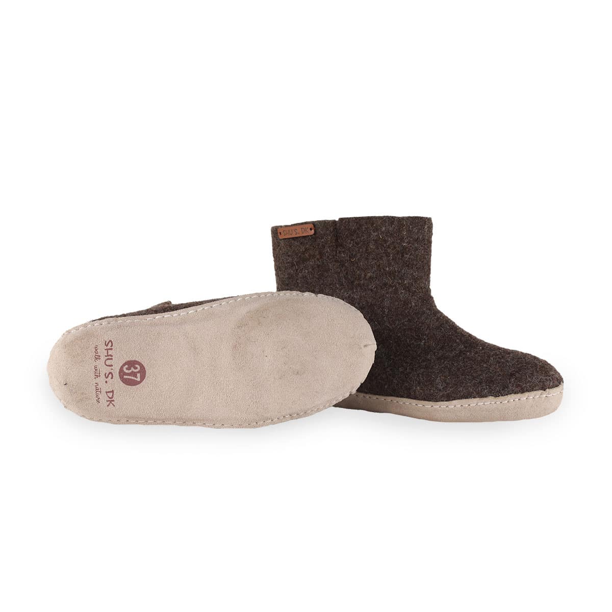 Uldstøvle (100% ren uld) - Model Brun m/sål i skind - Dansk Design fra SHUS