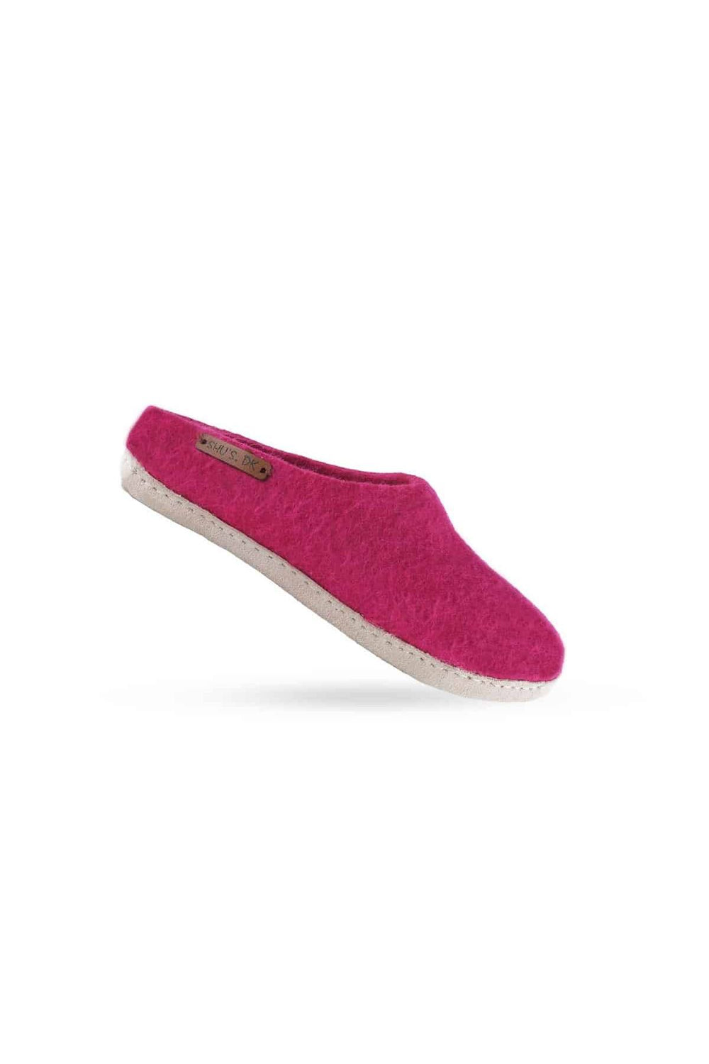 Uldtøffel og Hjemmesko (100% ren uld) - Model Pink m/sål i skind - Dansk Design fra SHUS