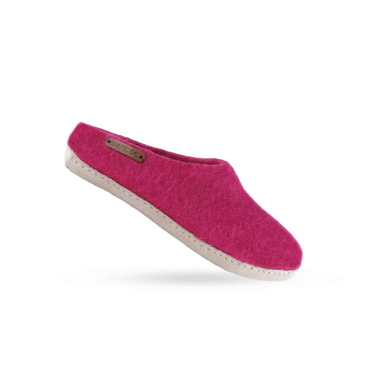 uld tøffel og hjemmesko (100% ren uld) - Model Pink m/sål i skind - Dansk Design fra SHUS
