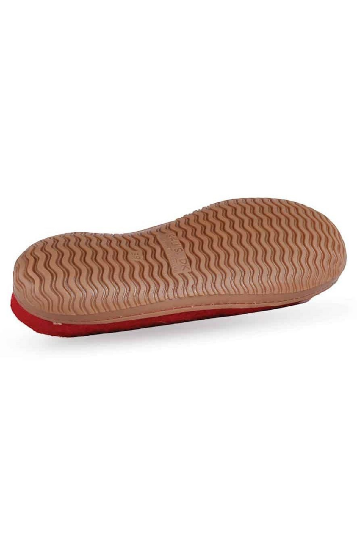 Håndlavede røde uld hjemmesko fra Shus.dk, lavet af 100% New Zealandsk uld, sikrer varme og komfort. Med natur gummisål. Dansk design.