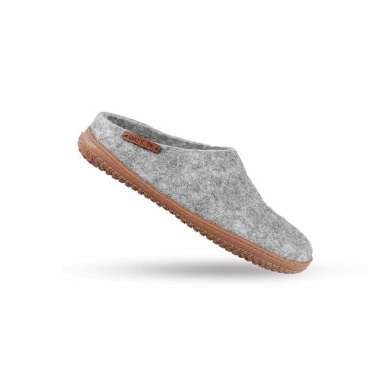 Uldtøfler (100% ren uld) - Model Grå m/Gummisål - Dansk Design fra SHUS