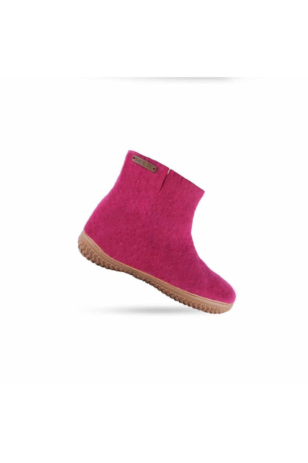 Filthjemmesko med høj skaft af 100% ren uld - Model Pink m/gummisål – Dansk Design fra SHUS