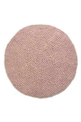 Støvet rosa håndlavet kugletæppe af 100% ren uld tilføjer hygge og stil. Blødt uld materiale og enestående design. Perfekt til at skabe en varm atmosfære i dit hjem.