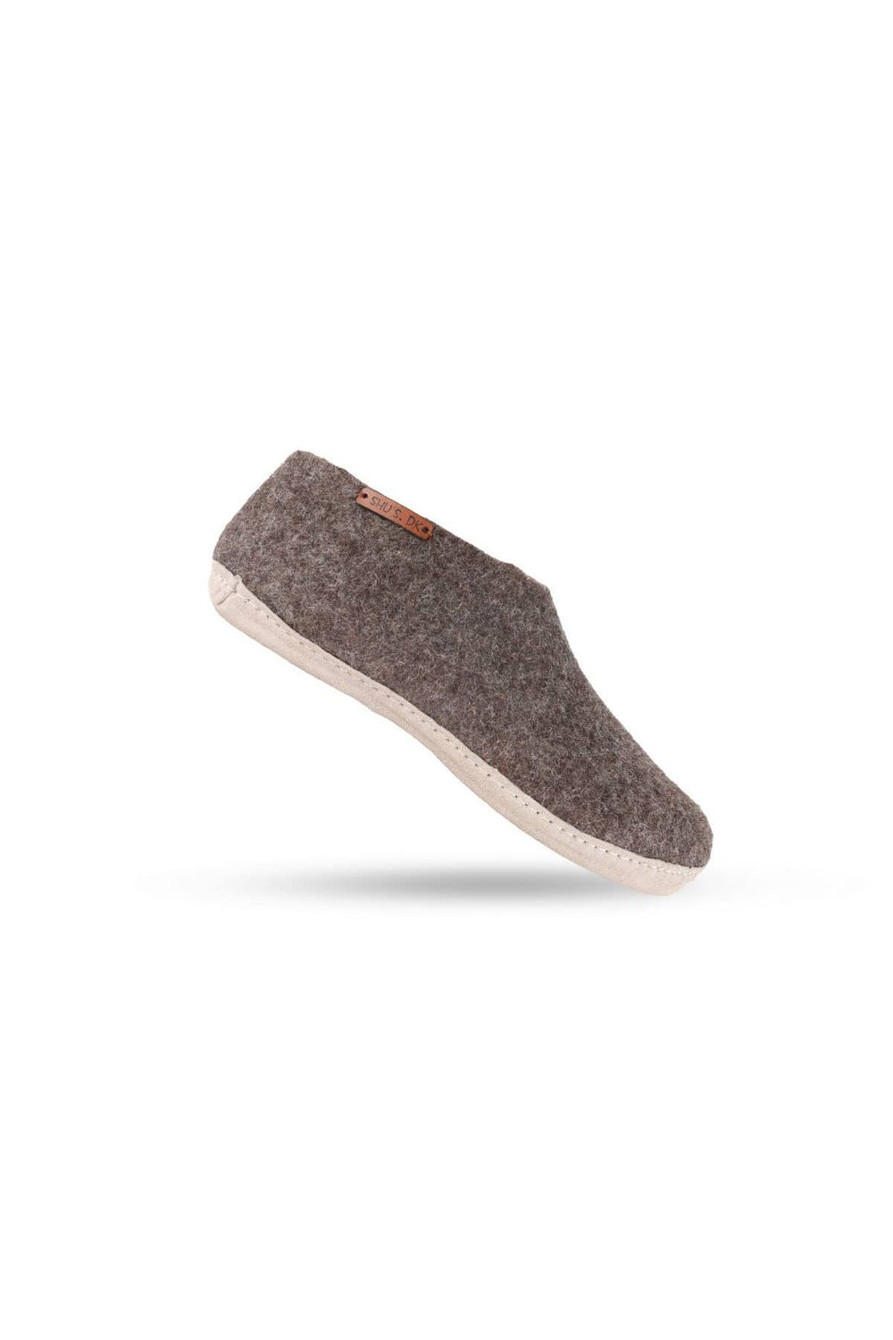Uldhjemmesko (100% ren uld) - Model Brun m/sål i skind - Dansk Design fra SHUS