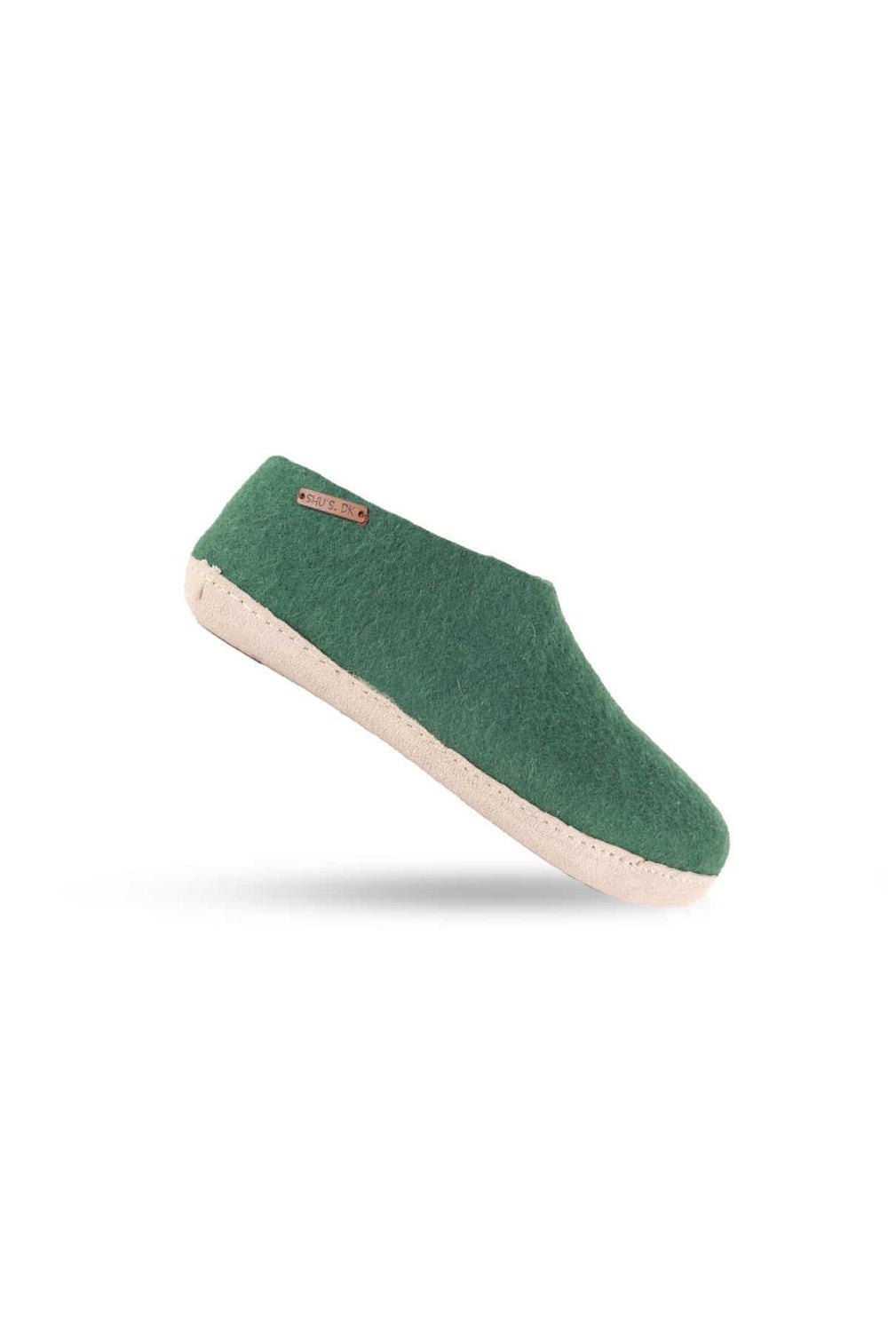 Uldhjemmesko (100% ren uld) - Model Grøn m/sål i skind - Dansk Design fra SHUS