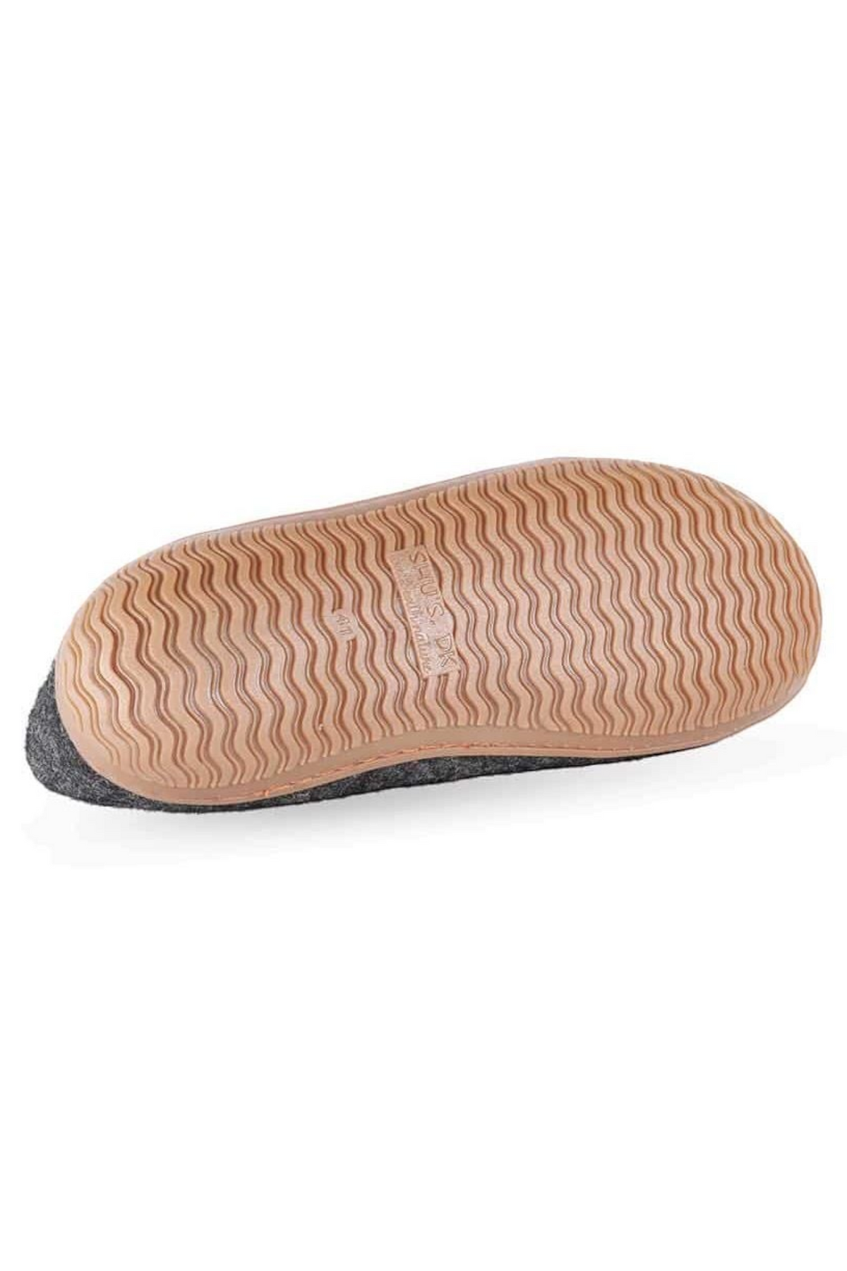 Håndlavede koksgrå uld hjemmesko fra Shus.dk, lavet af 100% New Zealandsk uld, sikrer varme og komfort. Med natur gummisål. Dansk design.