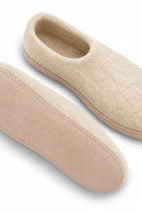 Uldhjemmesko (100% ren uld) - Model beige m/sål i skind
