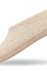 Uldhjemmesko (100% ren uld) - Model beige m/sål i skind