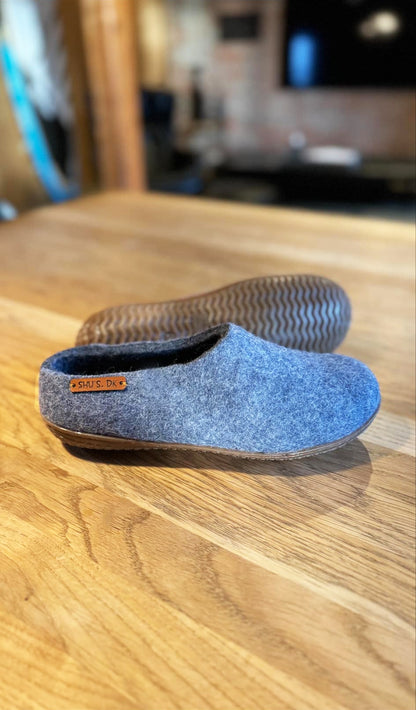 Uldhjemmesko (100% ren uld) - Model Denim m/Gummisål - Dansk Design fra SHUS