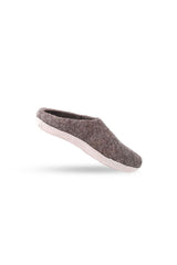 Uldtøffel (100% ren uld) - Model Brun m/sål i skind - Dansk Design fra SHUS