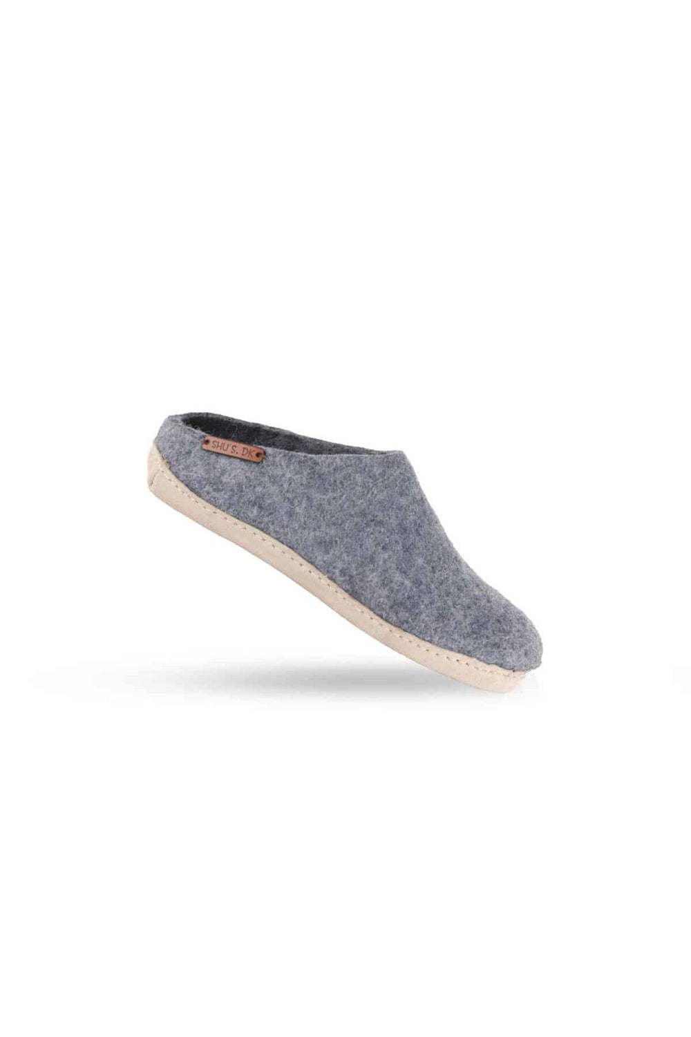 Uldtøffel (100% ren uld) - Model Denim m/sål i skind - Dansk Design fra SHUS