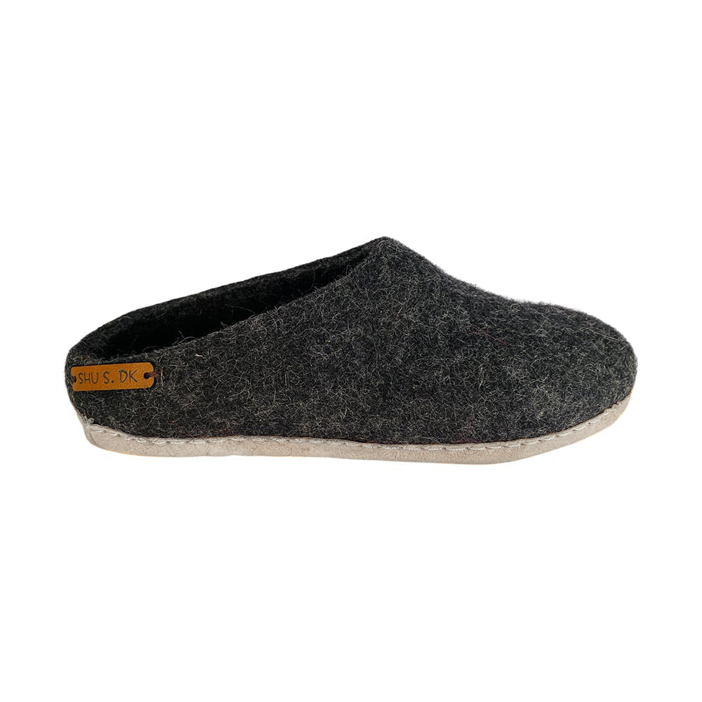 Uldtøffel (100% ren uld) - Model Koks m/sål i skind - Dansk Design fra SHUS